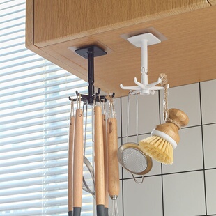 新品Punch-free kitchpen wall rack folding rotating hook wall