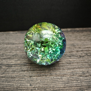 家居装饰玻璃球摆件茶盘摆件炫彩冰花球鱼缸假山流水幻彩冰裂球