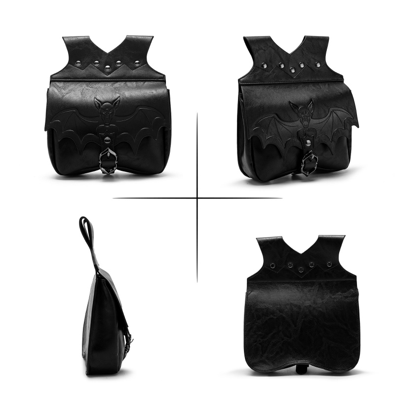 暗黑蝙蝠腰包复古皮革腰挂包节日