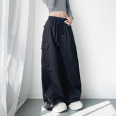 胖mm松弛感运动裤 2025秋季 阔腿裤 女梨型身材大码 新款 宽松显瘦工装