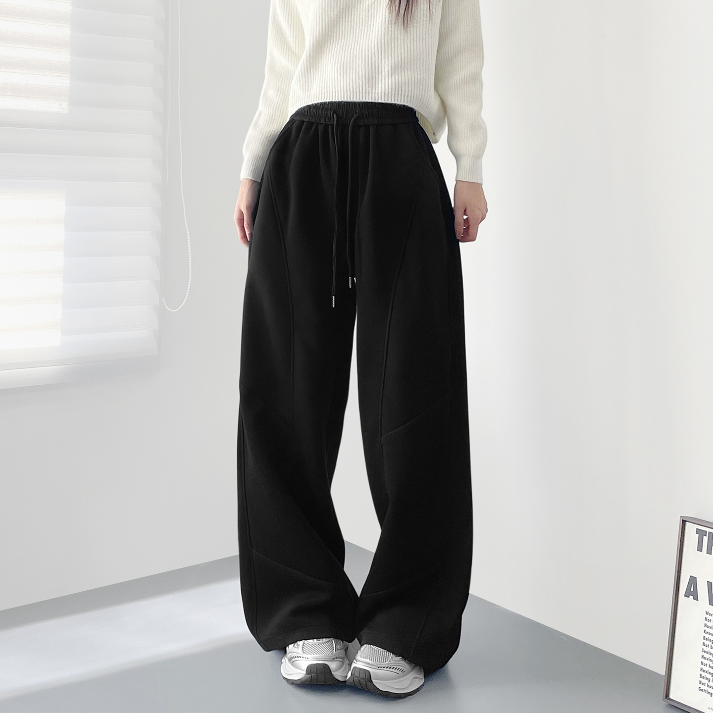 蜜略大码胖mm秋冬阔腿裤梨形身材