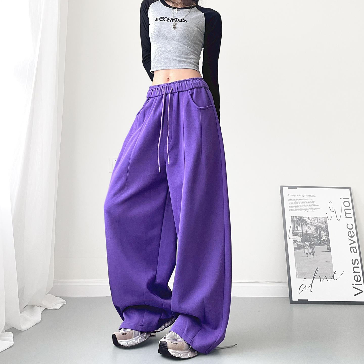 蜜略大码宽松胖MM秋季新品阔腿裤