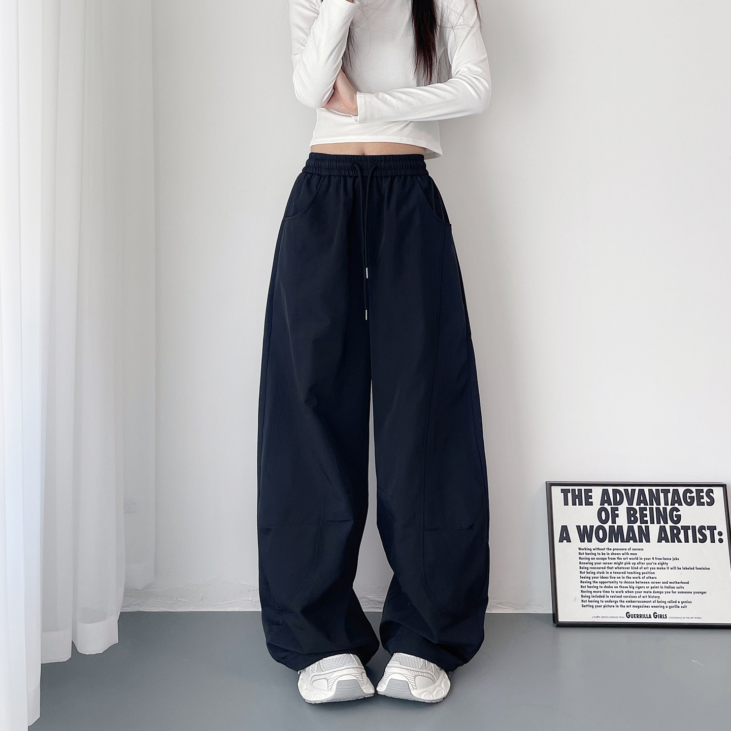 2026春季新款压褶运动阔腿裤女大码胖mm显瘦宽松藏肉跳舞工装裤子,女装/女士精品,大码裤装,淘宝优惠券,粉丝福利购,淘宝优惠卷