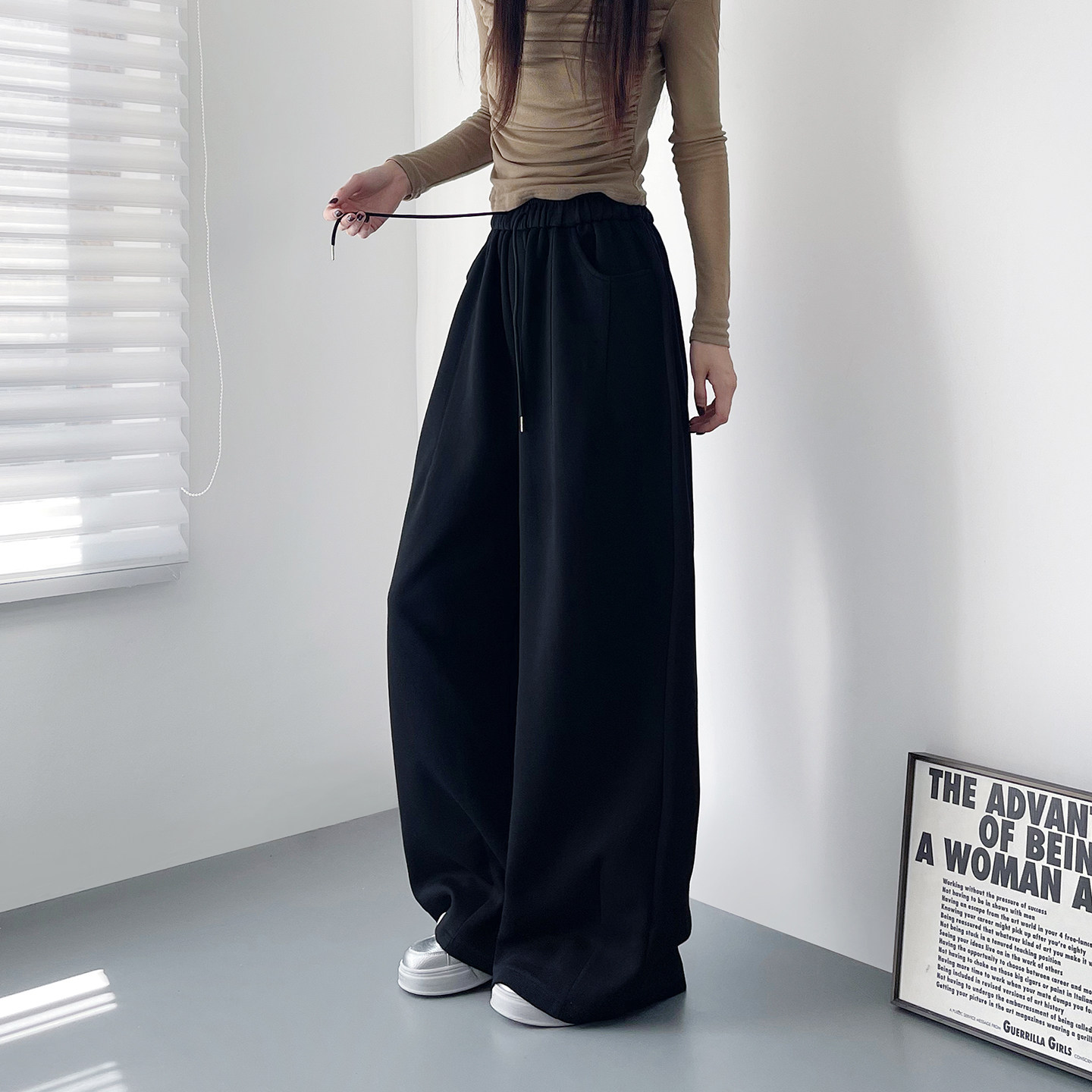 高腰慵懒风软糯阔腿裤女2025秋季新款大码胖mm宽松显瘦运动香蕉裤,女装/女士精品,大码裤装,淘宝优惠券,粉丝福利购,淘宝优惠卷