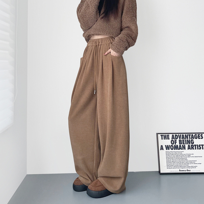 蜜略大码纯色秋冬休闲裤梨形身材