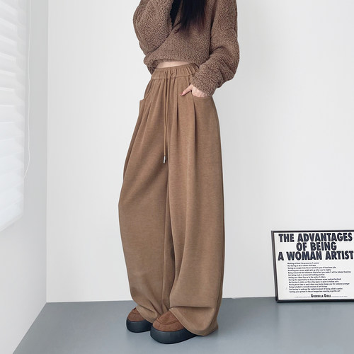 蜜略大码纯色秋冬休闲裤梨形身材