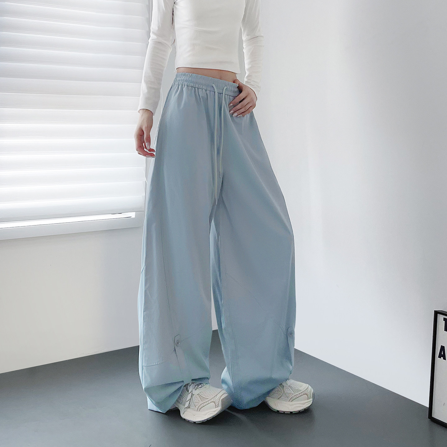 大裤筒工装阔腿裤女2026春季新款胖mm显瘦藏肉宽松休闲机能运动裤,女装/女士精品,大码裤装,淘宝优惠券,粉丝福利购,淘宝优惠卷