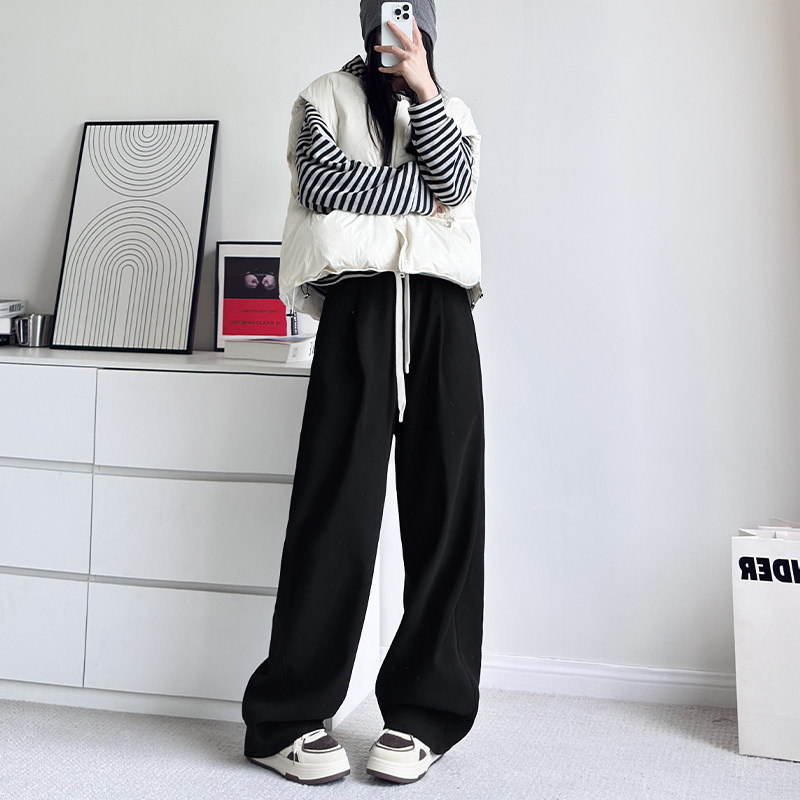 加绒加厚休闲裤冬季大码宽松显瘦拖地裤裤小个子胖mm直筒阔腿长裤,女装/女士精品,大码裤装,淘宝优惠券,粉丝福利购,淘宝优惠卷
