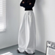 高腰显瘦宽松阔腿裤 女冬季 新款 大码 胖mm白色慵懒加绒直筒运动卫裤