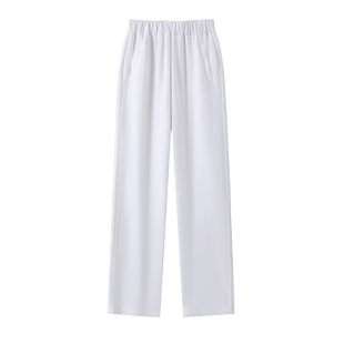 白色阔腿裤女春季2024新款大码宽松胖mm垂感窄版小个子直筒休闲裤