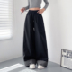 胖mm显瘦休闲直筒裤 设计感格子拼接裤 新款 大码 脚阔腿裤 女2025秋季