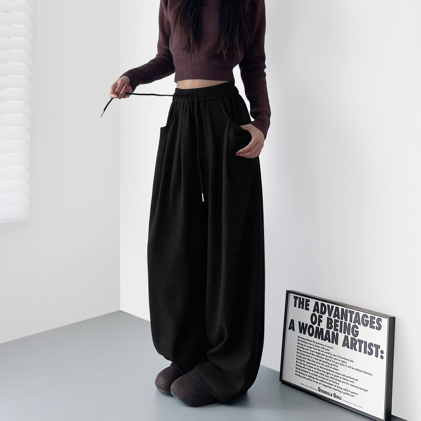 蜜略大码纯色秋冬休闲裤梨形身材