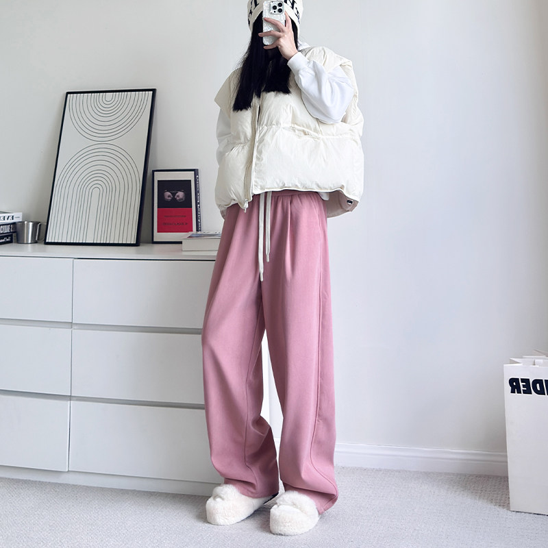大码加厚加绒阔腿裤女冬季新款慵懒风糯米休闲裤胖mm垂感直筒长裤,女装/女士精品,大码裤装,淘宝优惠券,粉丝福利购,淘宝优惠卷