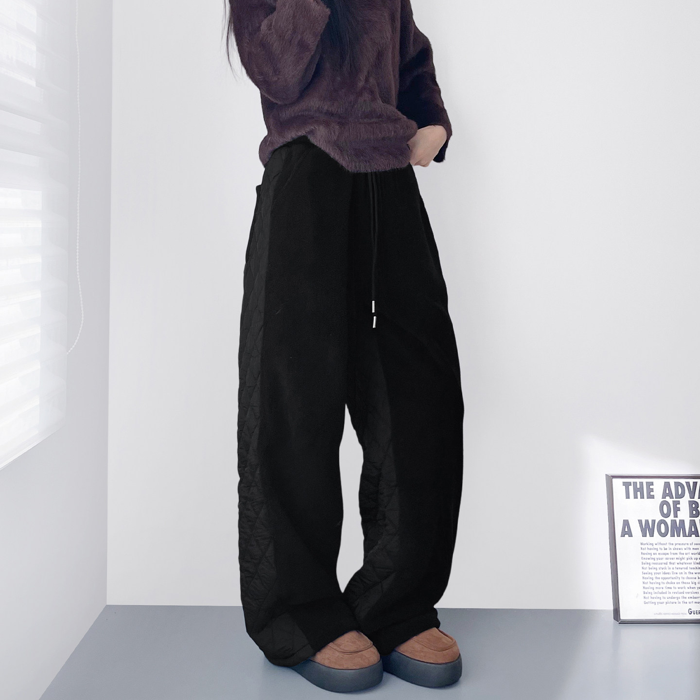 大码保暖过冬神裤女胖mm显瘦加绒防寒保暖阔腿裤拼接撞色羽绒裤子,女装/女士精品,大码裤装,淘宝优惠券,粉丝福利购,淘宝优惠卷