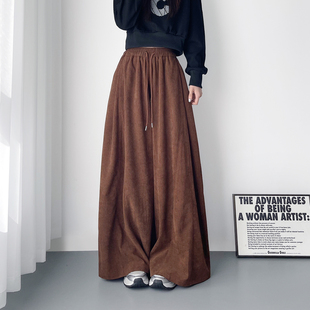 高腰设计感显瘦裙裤 腿阔腿裤 女冬季 胖mm慵懒风酷飒大裤 子 新款 大码