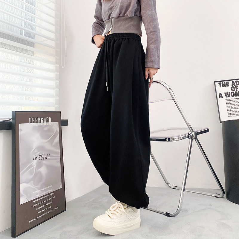 阔腿裤女早秋2024新款大码胖mm高腰抽绳休闲裤宽松显瘦束脚灯笼裤,女装/女士精品,大码裤装,淘宝优惠券,粉丝福利购,淘宝优惠卷