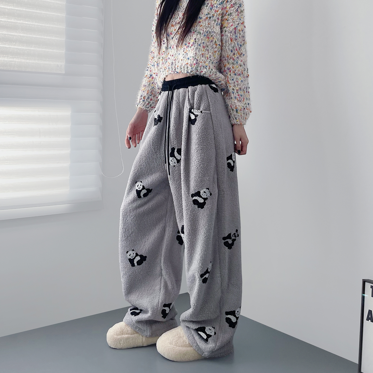 蜜略大码胖mm熊猫阔腿裤梨形身材