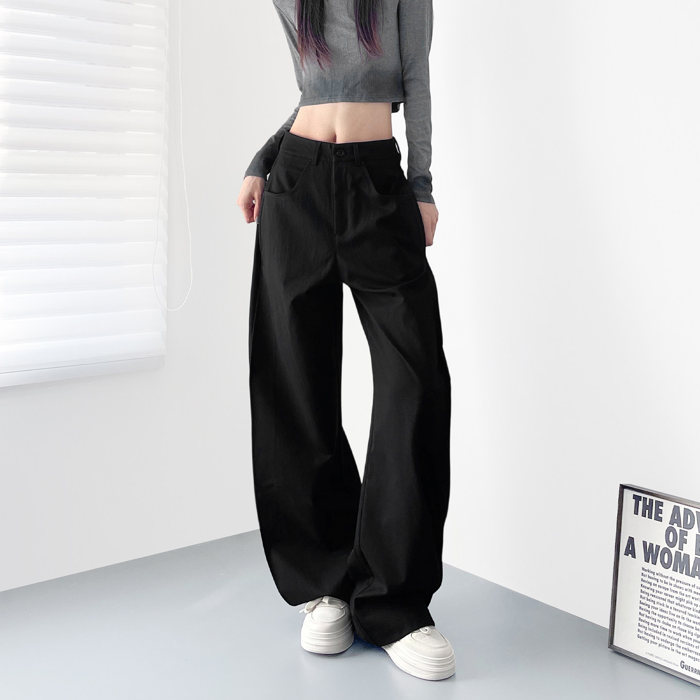 高腰松弛感日常通勤西装裤女秋季新款大码胖mm显瘦遮肉垂感阔腿裤,女装/女士精品,大码裤装,淘宝优惠券,粉丝福利购,淘宝优惠卷