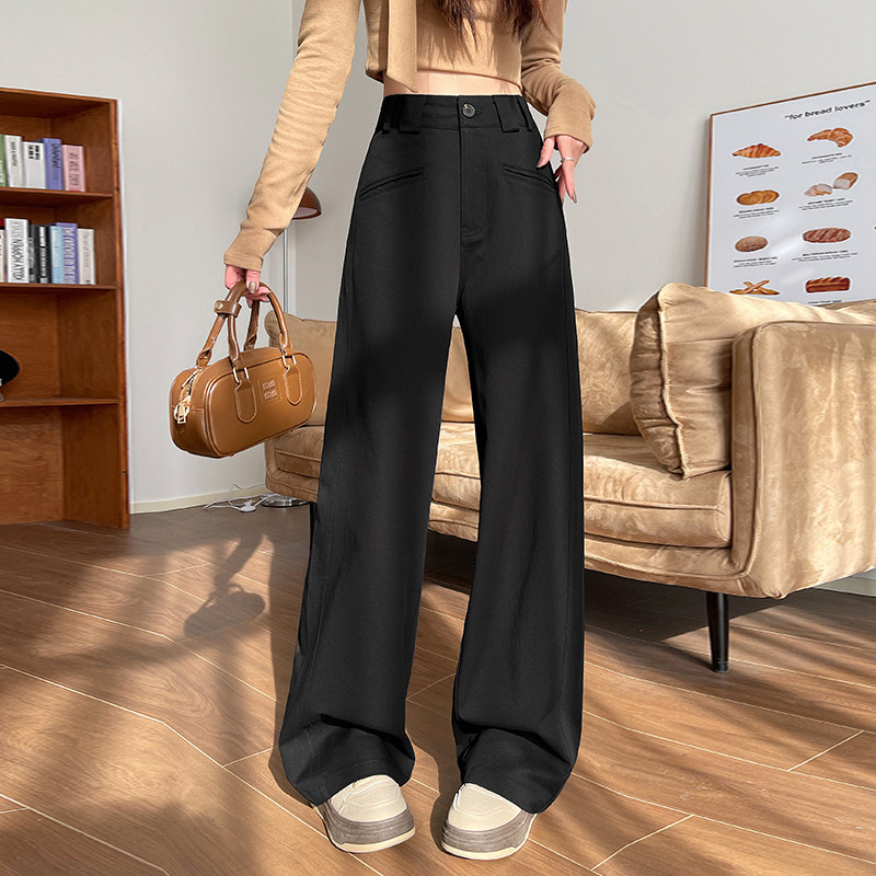 大码拼接宽松休闲裤女春季大码胖mm修饰腿型西装裤垂感天丝阔腿裤,女装/女士精品,大码裤装,淘宝优惠券,粉丝福利购,淘宝优惠卷