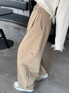 密略大码宽松显瘦遮肉直筒阔腿裤