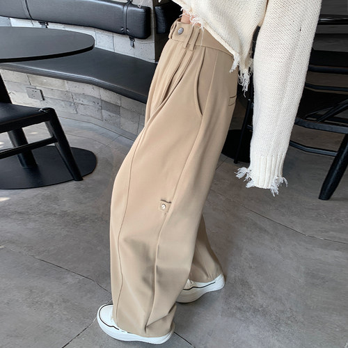 密略大码宽松显瘦遮肉直筒阔腿裤