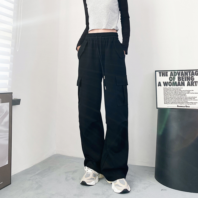 蜜略大码宽松胖mm遮肉显瘦工装裤