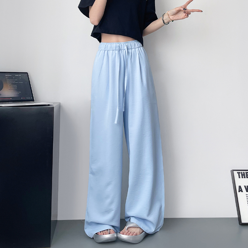蜜略大码胖MM宽松纯色夏季阔腿裤
