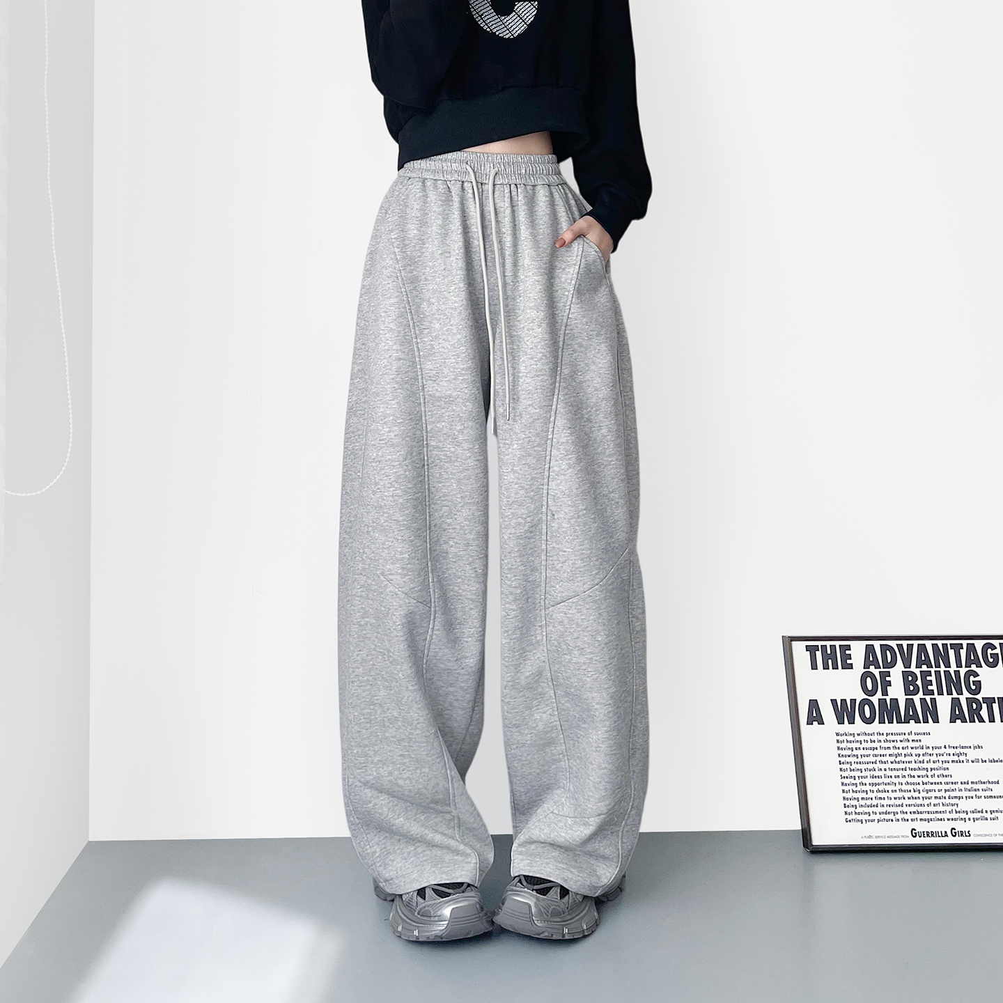 蜜略大码胖mm秋冬阔腿裤梨形身材