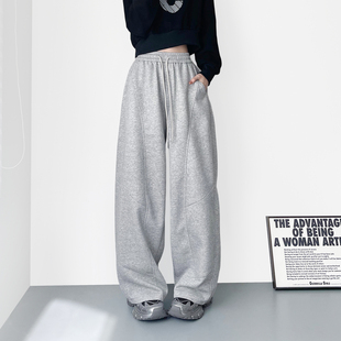 大码香蕉卫裤女春季灰色休闲跳舞镰刀裤胖mm运动阔腿裤加长弯刀裤