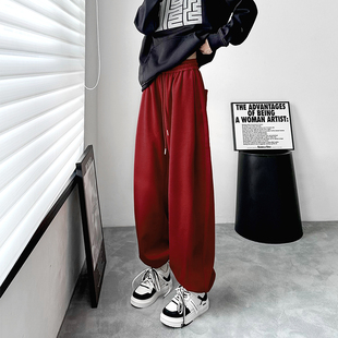 春季 百搭抽绳束脚卫裤 新款 胖mm高腰宽松显瘦直筒休闲裤 大码 阔腿裤