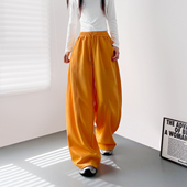 慵懒风大码 子 胖mm梨型身材显瘦松弛感休闲运动裤 加绒阔腿裤 女冬季