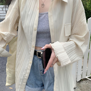 大码遮阳防晒衣女夏季新款胖mm宽松显瘦长袖翻领衬衣休闲外套上衣