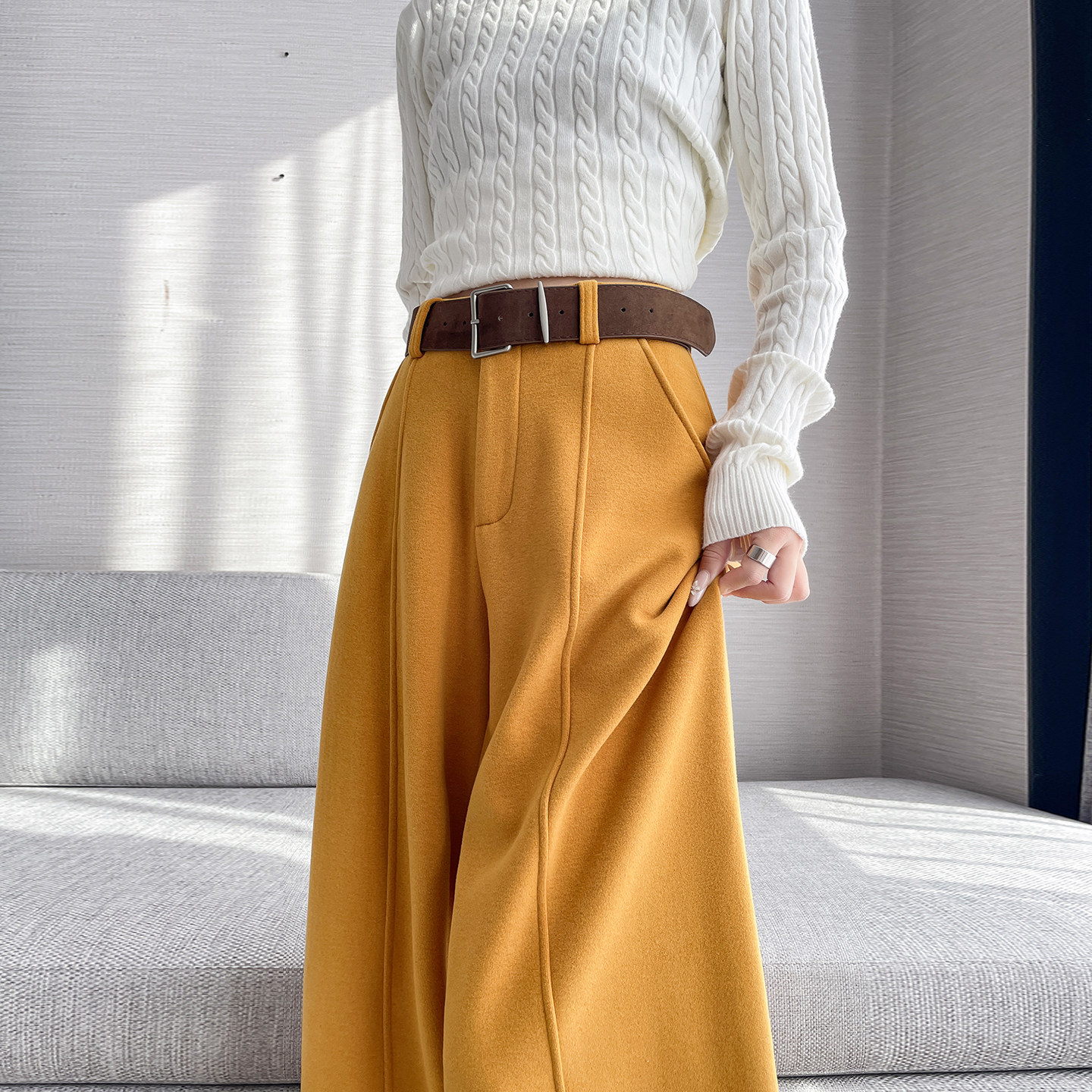 高腰绒感加厚弯刀休闲裤女冬季胖mm显瘦加绒保暖不臃肿香蕉阔腿裤,女装/女士精品,大码裤装,淘宝优惠券,粉丝福利购,淘宝优惠卷