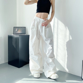 女夏季 高腰薄款 大码 冰丝速干阔腿裤 胖mm宽松显瘦工装 休闲裤 拖地裤