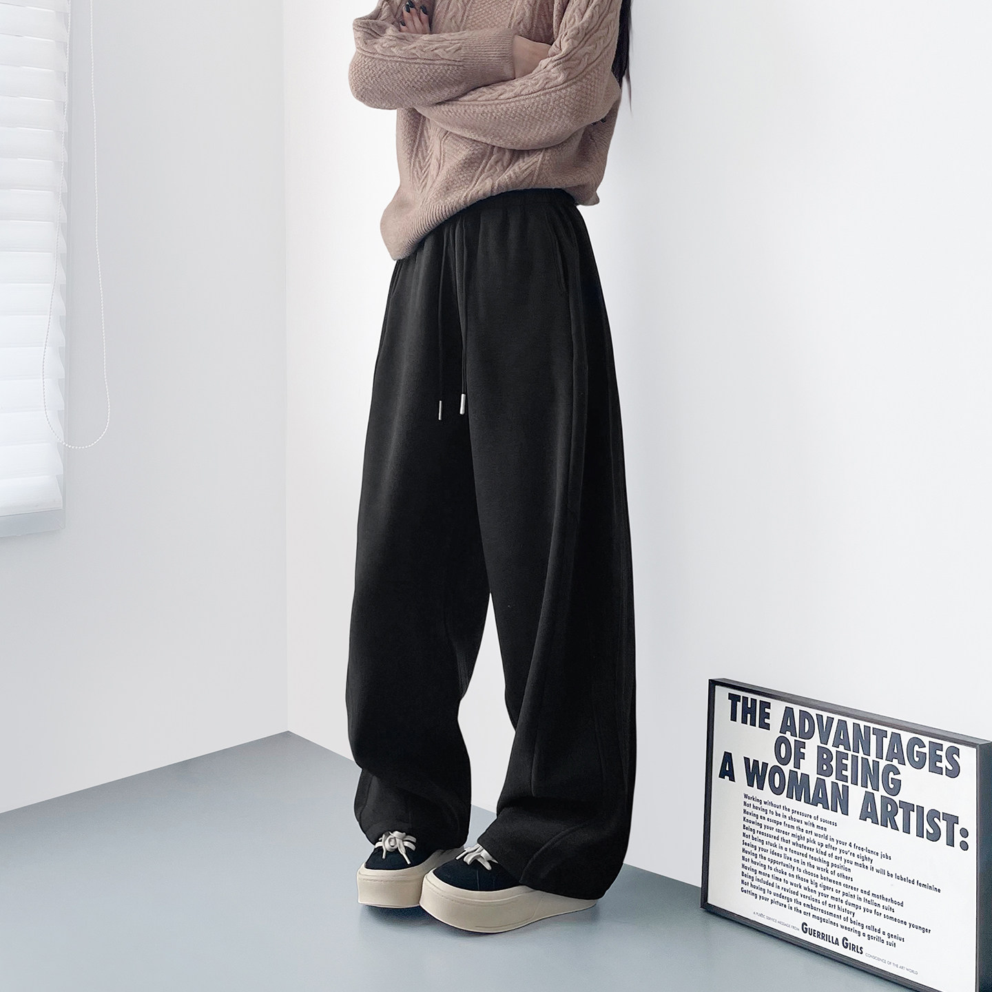 冬季软糯显瘦哈伦裤女大码胖mm慵懒风阔腿裤藏肉不臃肿宽松运动裤,女装/女士精品,大码裤装,淘宝优惠券,粉丝福利购,淘宝优惠卷