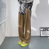 女2024夏季 大码 胖mm高腰宽松休闲裤 阔腿裤 小个子拖地果冻山本裤 薄