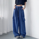 高腰抽绳格子工装 胖mm宽松显瘦冰丝速干阔腿裤 裤 女夏如松弛感大码