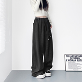 高腰显瘦慵懒风仿羊绒工装 裤 女冬季 大码 胖mm宽松梨型身材阔腿裤 子