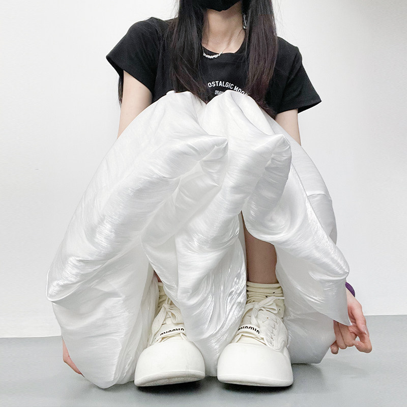 大码白色不透花苞裙裤女夏季胖mm宽松显瘦遮肉松弛感慵懒风阔腿裤,女装/女士精品,大码裤装,淘宝优惠券,粉丝福利购,淘宝优惠卷