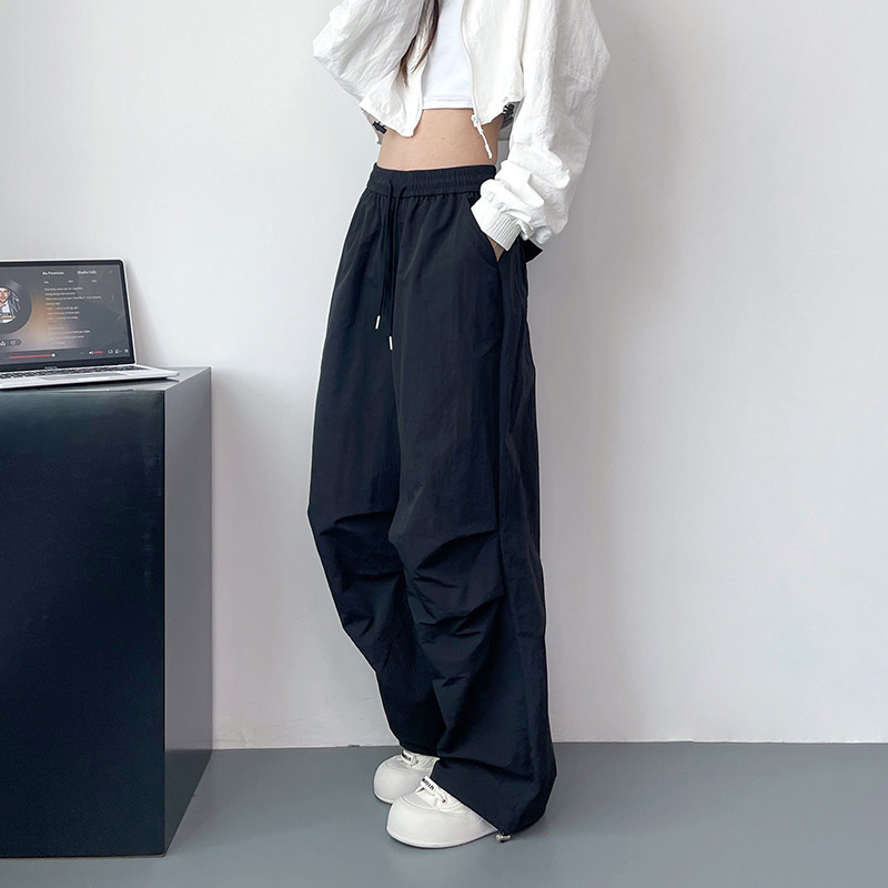 慵懒感休闲裤女秋季大码胖mm宽松显瘦阔腿裤松紧腰抽绳束脚工装裤,女装/女士精品,大码裤装,淘宝优惠券,粉丝福利购,淘宝优惠卷