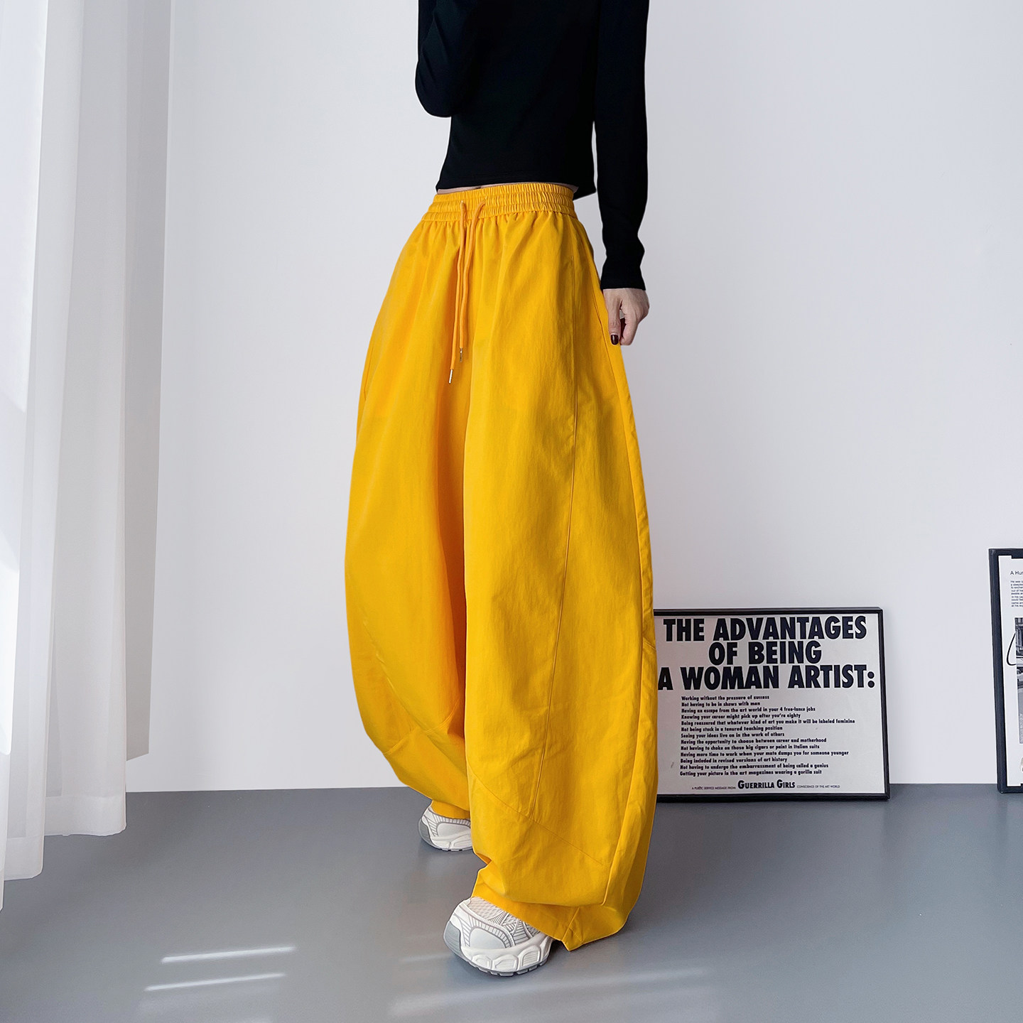 大裤腿宽松显瘦运动阔腿裤女春季新款大码胖mm酷飒个性垂感弯刀裤,女装/女士精品,大码裤装,淘宝优惠券,粉丝福利购,淘宝优惠卷