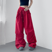 薄款 防晒宽松显瘦直筒裤 工装 大码 裤 女夏季 胖mm跳舞运动冰丝速干裤