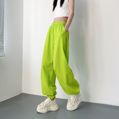 高腰直筒束脚裤 薄款 大码 胖mm宽松显瘦运动裤 冰丝防晒阔腿裤 女夏季