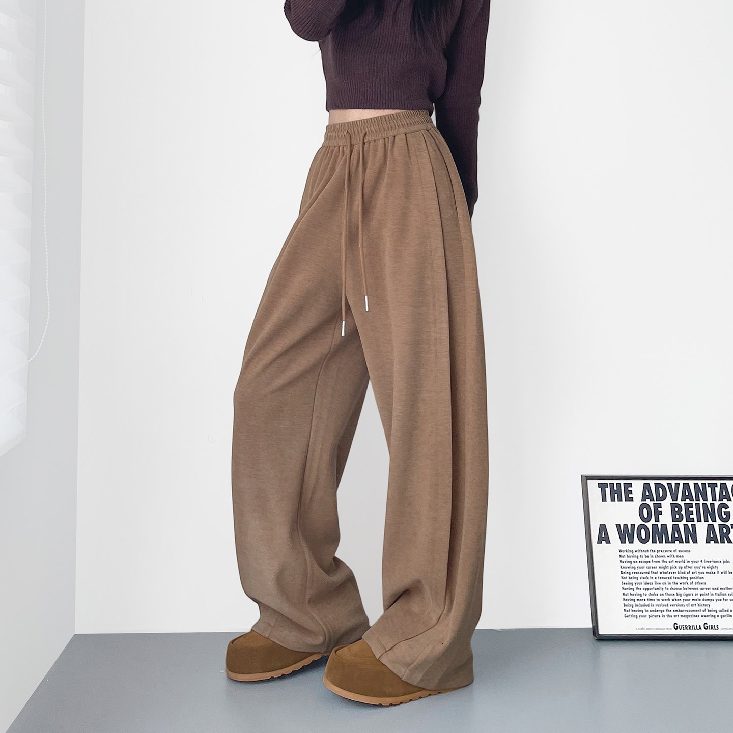 蜜略大码秋冬胖mm阔腿裤梨形身材