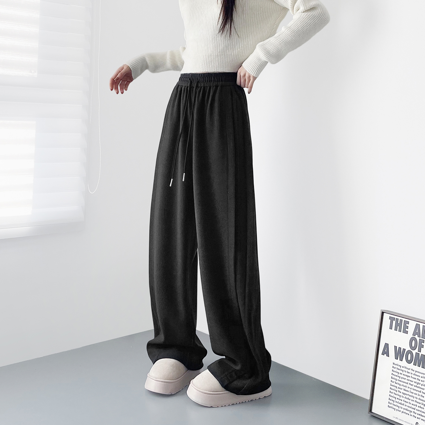 蜜略大码秋冬胖mm阔腿裤梨形身材