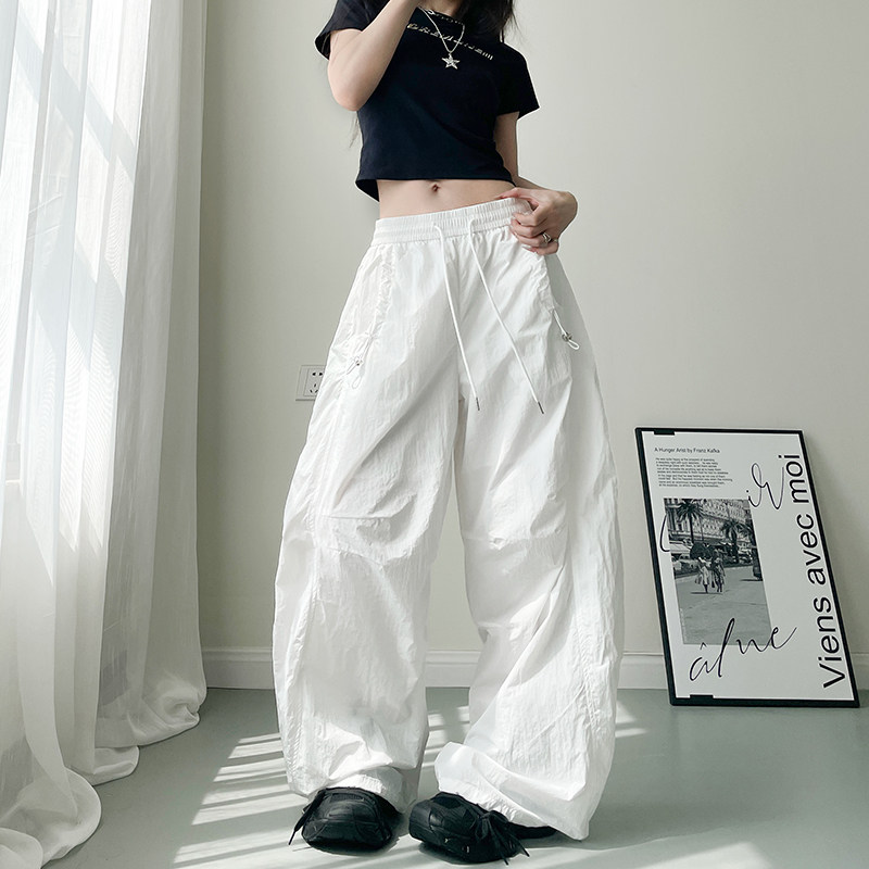 大码白色不透薄款工装裤女夏季胖mm宽松显瘦松弛感防晒运动阔腿裤,女装/女士精品,大码裤装,淘宝优惠券,粉丝福利购,淘宝优惠卷