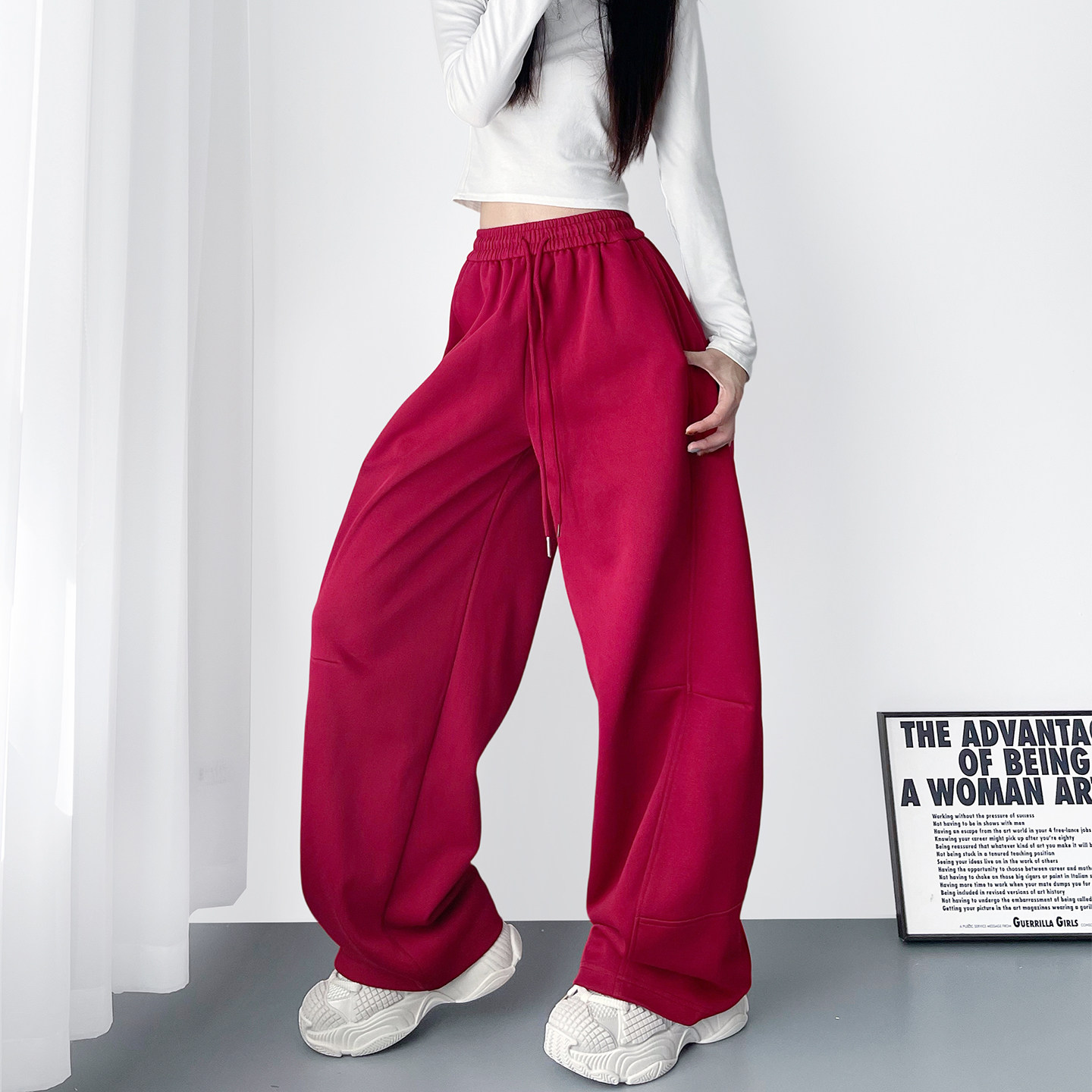 大码慵懒风宽松显瘦阔腿裤女秋季胖mm梨型身材松弛感运动休闲卫裤,女装/女士精品,大码裤装,淘宝优惠券,粉丝福利购,淘宝优惠卷