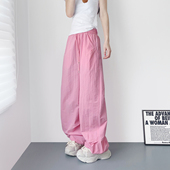 多巴胺冰丝速干运动裤 女2026夏季 新款 大码 胖mm显瘦酷飒直筒阔腿裤