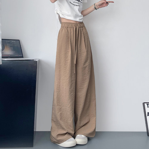 蜜略大码胖MM宽松纯色夏季阔腿裤