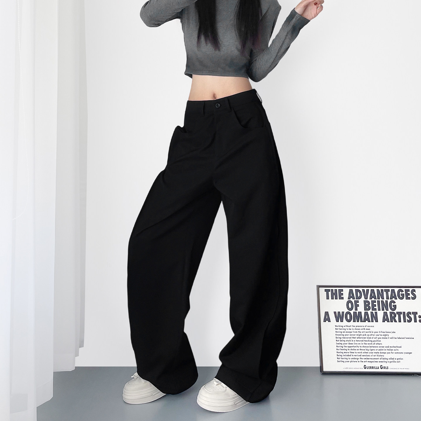 大码高腰慵懒风日常西装裤女2026春季新款胖mm显瘦遮肉垂感阔腿裤,女装/女士精品,大码裤装,淘宝优惠券,粉丝福利购,淘宝优惠卷